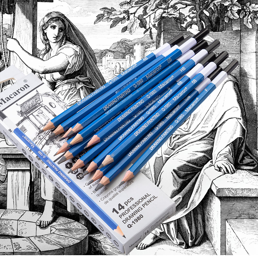 Sketching Charcoal Set - 14Pcs Professional Sketch Charcoal Pencils Set