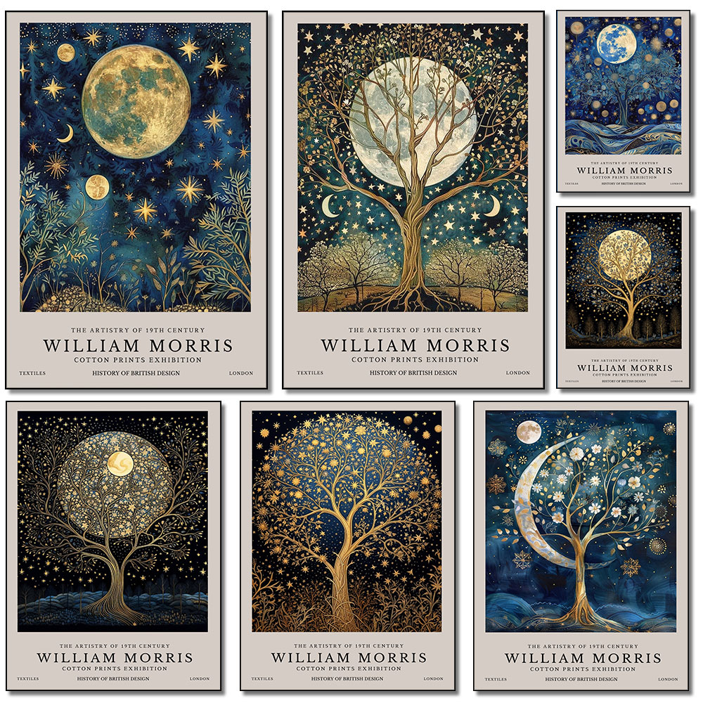 Retro William Morris Moon and  - đánh giá và giá Art Craft William Morris