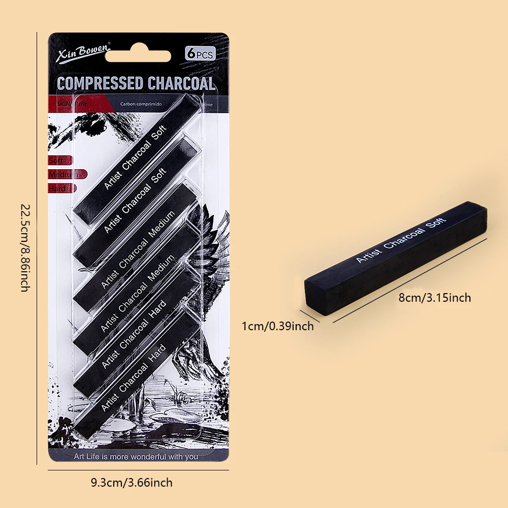 6pcs Sketch Charcoal Bars Set  - đánh giá và giá Sketching Charcoal Set