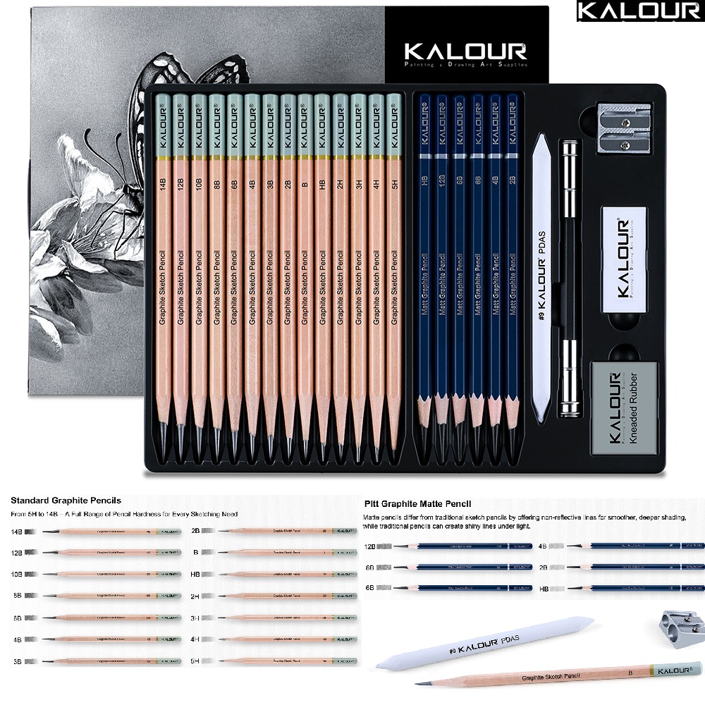 KALOUR 25/22pcs Sketching Penc - đánh giá và giá Sketching Charcoal Set