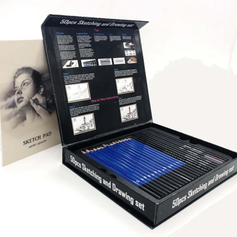 50 Pcs Sketching Pencil Set Wo - đánh giá và giá Sketching Charcoal Set