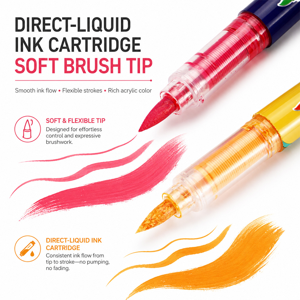 12 Colors Acrylic Brush Marker - đánh giá và giá Art Craft Stationery