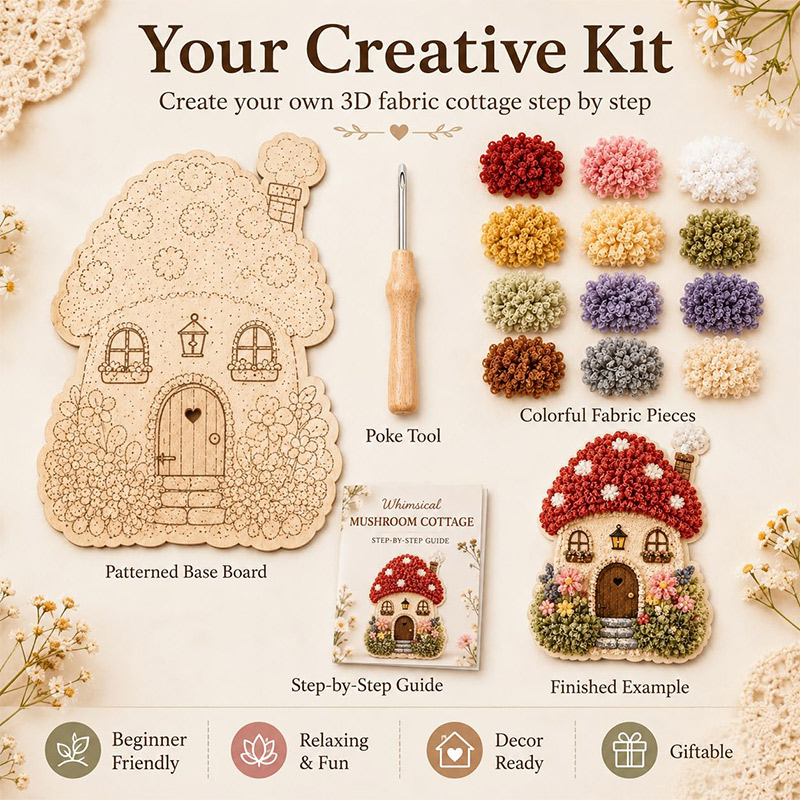 3D Mushroom House Poke Art DIY - đánh giá và giá Art Craft Material