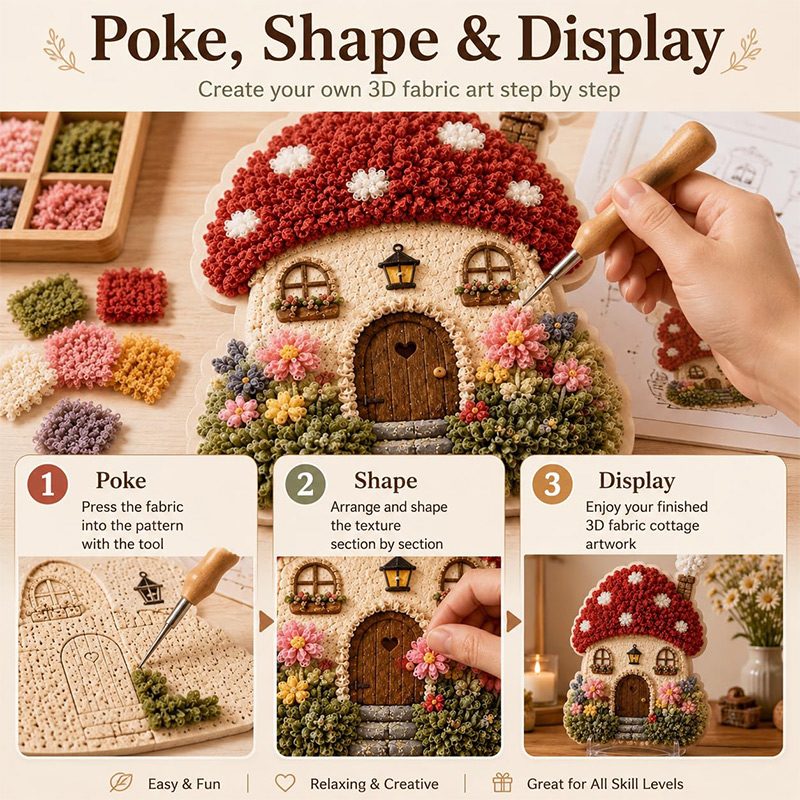 3D Mushroom House Poke Art DIY - đánh giá và giá Art Craft Material