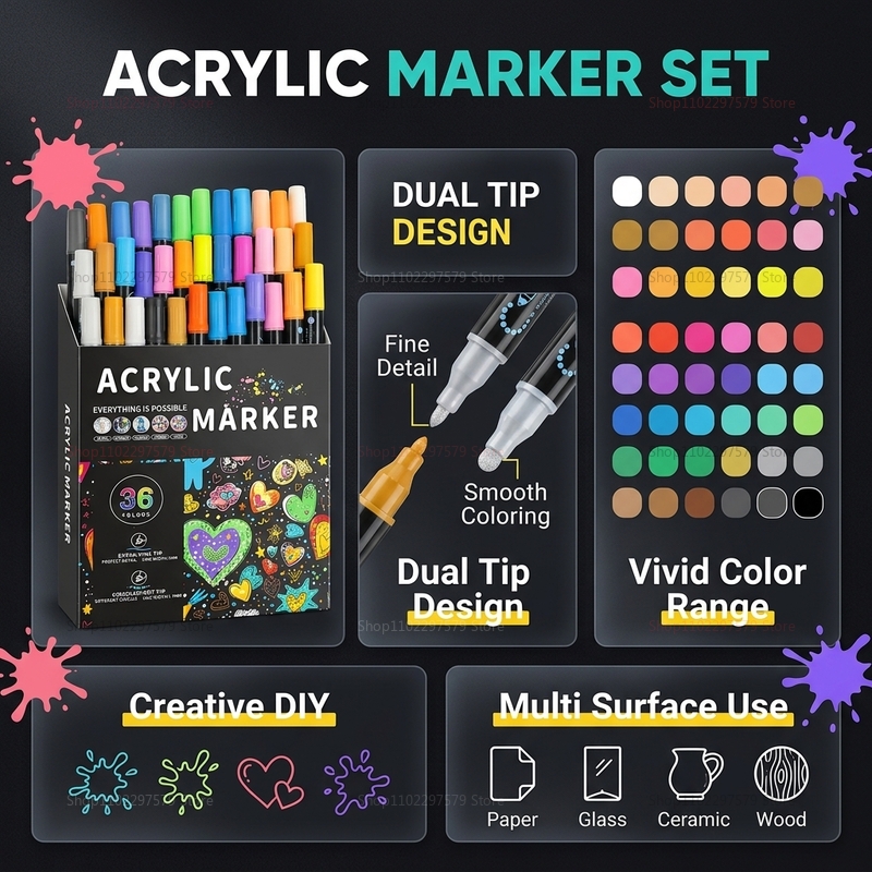 Double-headed acrylic paint ma - đánh giá và giá Art Craft Stationery